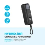 Pawa Hybrid 2in1 Charger & Powerbank 5000mAh-Black - Image 3