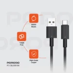 Porodo USB-A to Type-C Durable Charging Cable - Black - Image 4