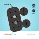 Porodo Blue FWC035 8 AC Power Strip Universal Sockets 3000W 3M 9.8FT - Image 4