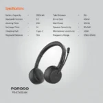 Porodo Office Wireless Headset 20h Working Time Type-c -Black - Image 4
