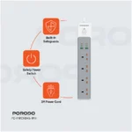 Porodo 4AC 65W 3000W Power Strip-White - Image 3