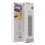 Porodo 4AC 65W 3000W Power Strip-White - Image 5