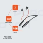 Porodo Soundtec Echo Flex Magnetic Buds Hall-Switch Technology - Black - Image 4