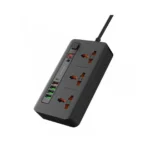 Porodo 3 AC 4 USB-A & USB-C PD 20W Multi-Port Super Hub 2M UK - Black - Image 2