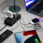 Porodo 3 AC 4 USB-A & USB-C PD 20W Multi-Port Super Hub 2M UK - Black - Image 4