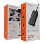 Porodo 3 AC 4 USB-A & USB-C PD 20W Multi-Port Super Hub 2M UK - Black - Image 5