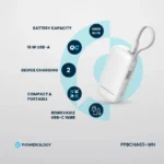 Powerology PD 20W QC 18W PP065 5000mAh power Bank - White - Image 4