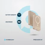 "Powerology PD 20W PP034 10000mAh Magsafe  Aluminium Power Bank - Desert Titanium" - صورة 7