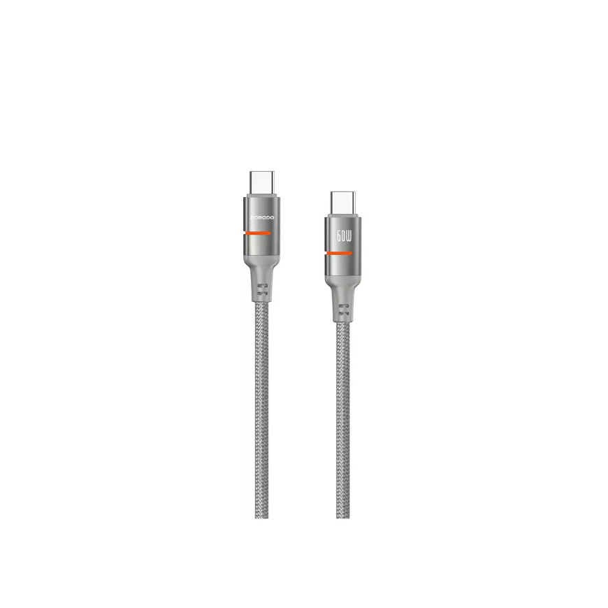 PD-CBL0028-GY-C-01 Porodo Usb-C To Usb-C Led Light Cable 1.2M-Grey - Image 1