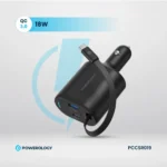 Powerology Type-C Retractable Car Charger 103W - Black - Image 2