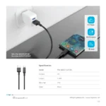 3A USB-A TO TYPE C Quick Charging PVC Cable PW122 | Black - Image 4