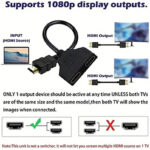HDMI Splitter Adapter Cable, 1 in 2 Out HDMI Male to Dual HDMI Female 1 to 2 Way - صورة 3